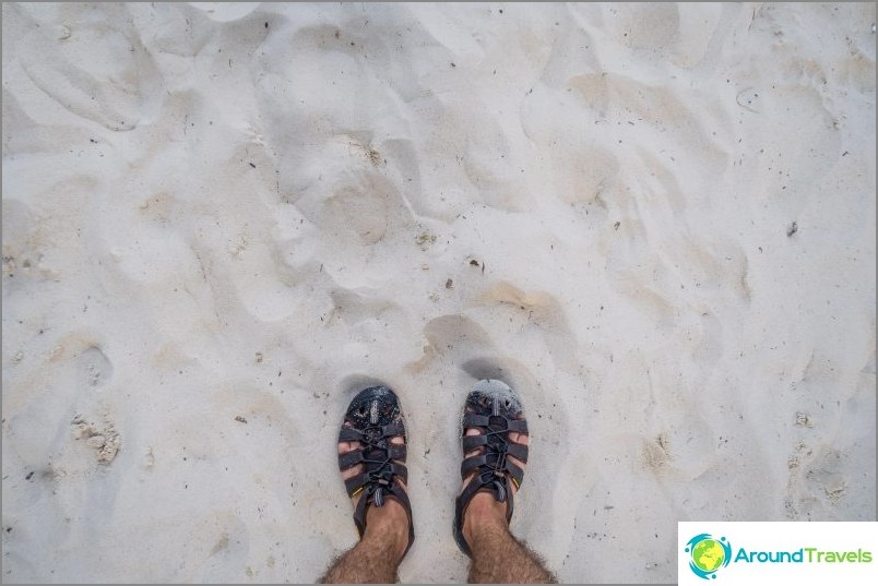 Farther from the water, the sand becomes very pleasant.