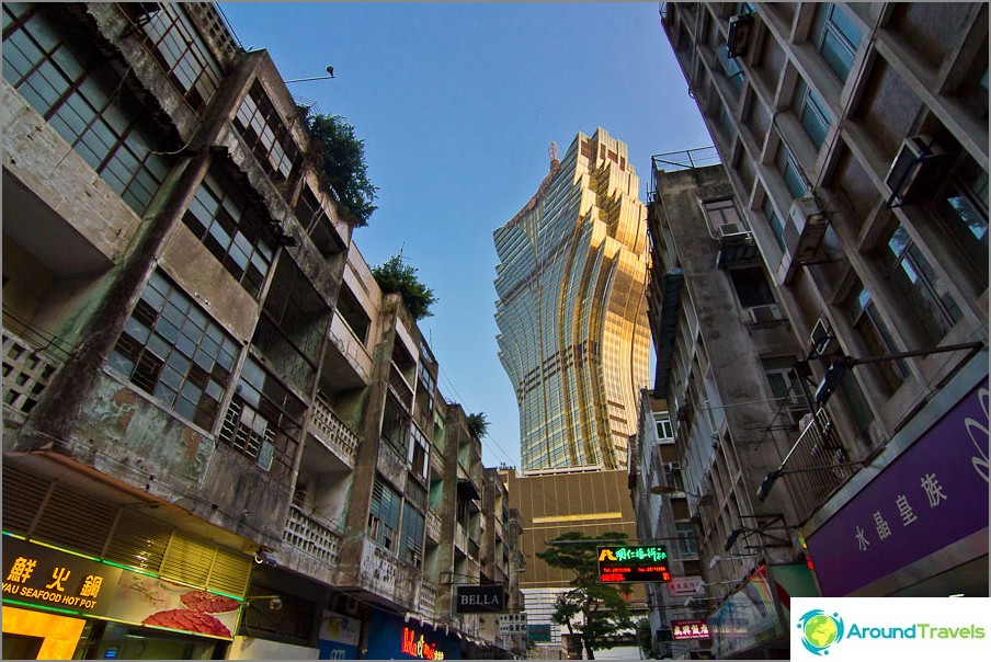 The Lisboa building is visible from almost every corner of Macau