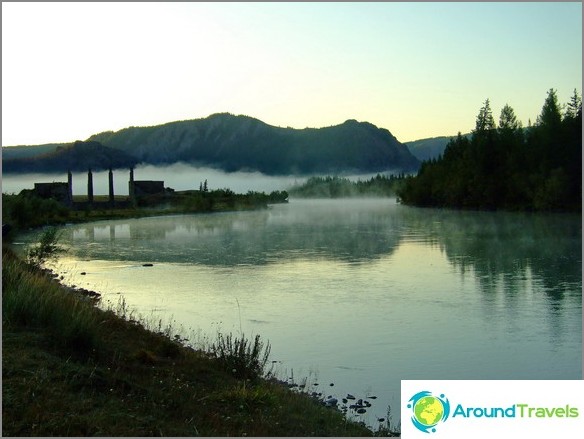 Mountain Altai. An unfinished hydroelectric power station near Aktash.