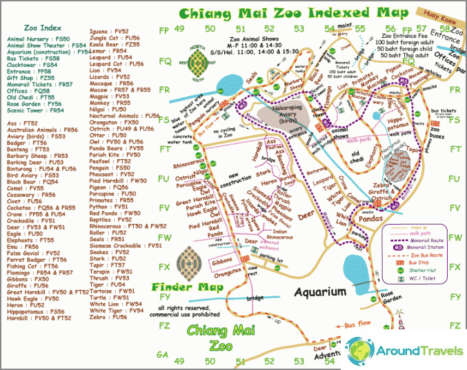 Карта на зоопарка Чианг Май