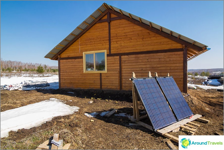 Two solar panels are the main source of electricity