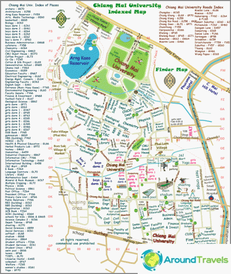 Карта на територията на университета в Чианг Май