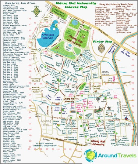 Mapa území univerzity v Chiang Mai