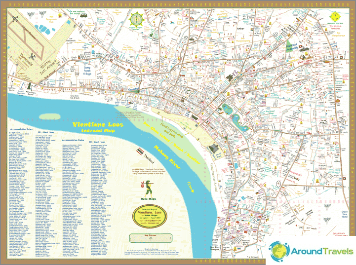 Mapa Wientianu - całe miasto