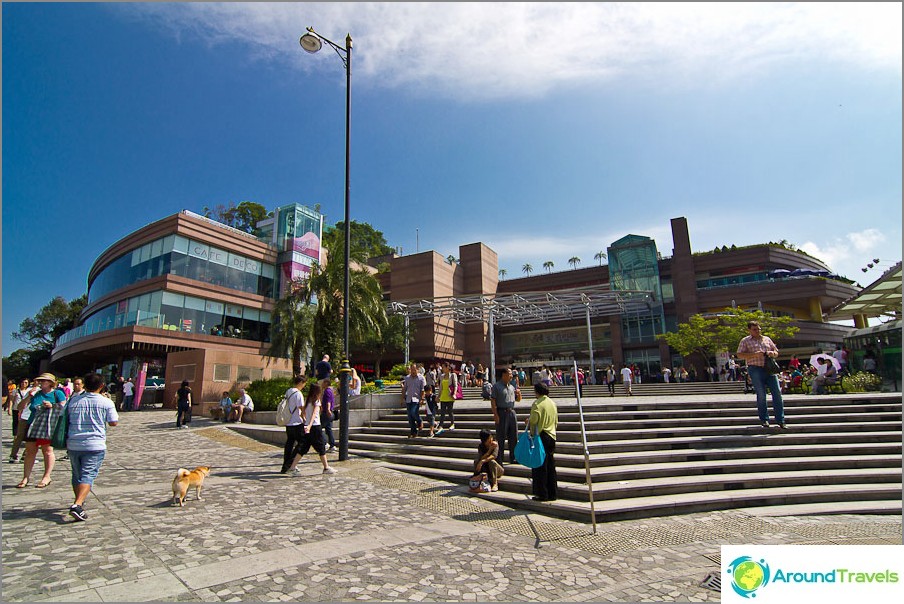 The platform at the very top with shopping centers