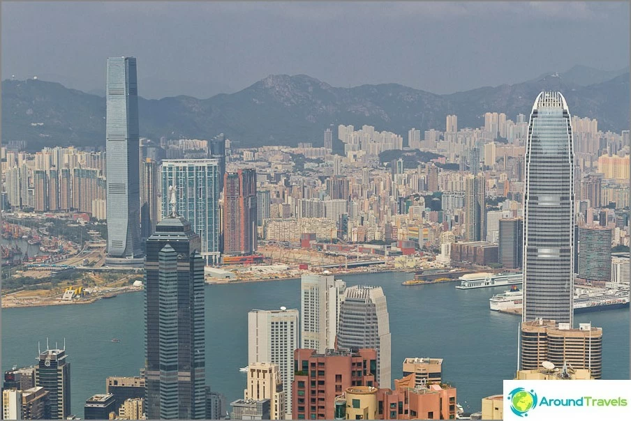 Utsikt fra Victoria Peak til Hong Kong