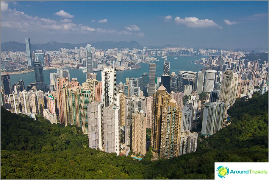 Pohľad z Victoria Peak do Hong Kongu