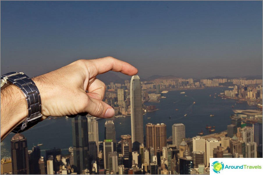 Skyscrapers are so high that you can reach it with your hand just a little bit.