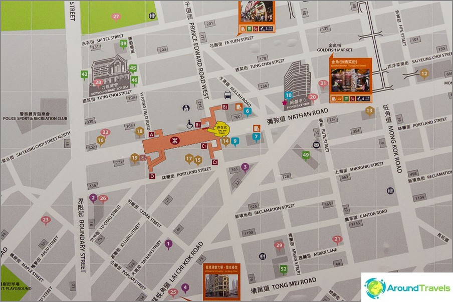 Hong Kong subway exit scheme on the city map