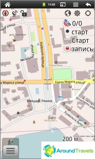 Vektorová mapa Yalty v programe OsmAnd