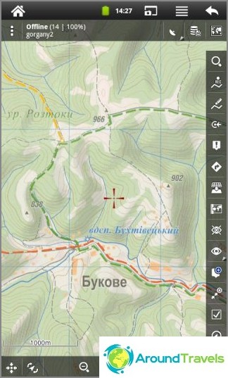 Програма Locus Map. Растрова туристична карта Карпат