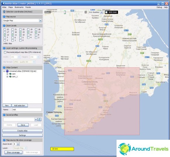 Interface do Mobile Atlas Creator