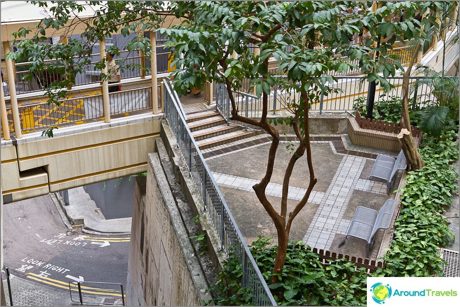 Small seating area in the city center