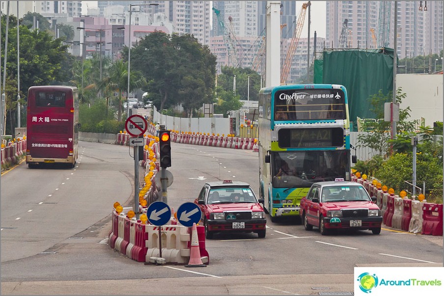 Double-decker buses and taxis