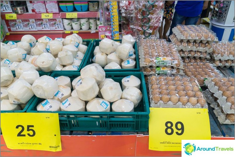 Noix de coco à la pièce, oeufs pour 30 pièces