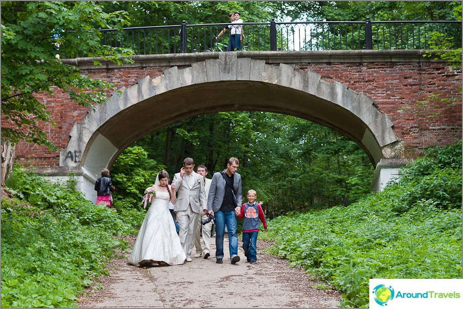 Wedding and arched bridge