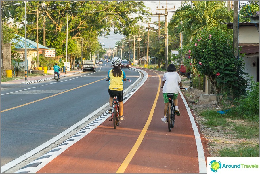 It's strange to see bike paths in a small town