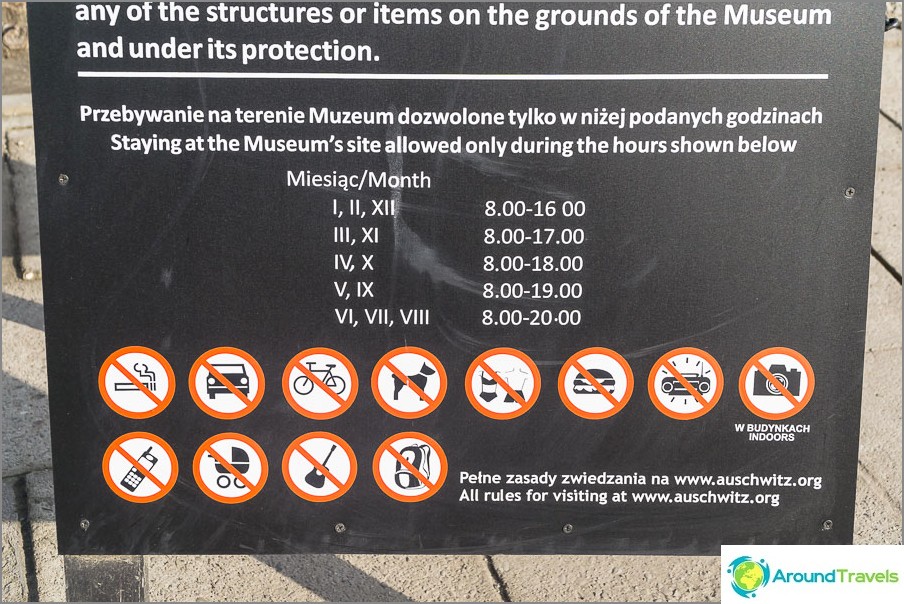 Opening hours of concentration camps in Auschwitz