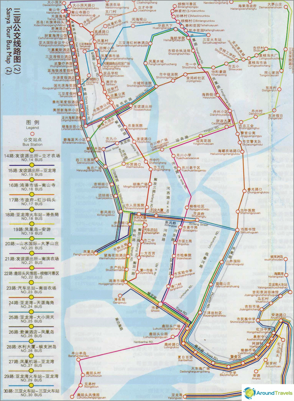 خريطة الحافلات في سانيا (قابل للنقر)