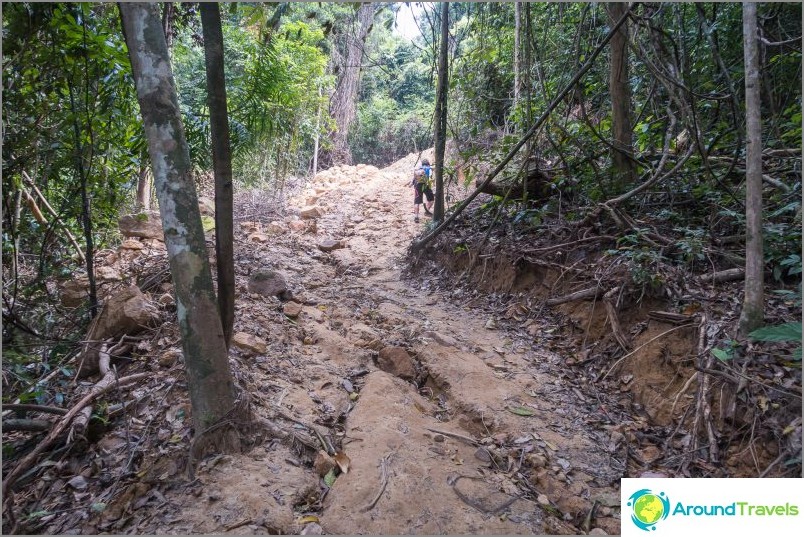 And here you can already see how the rains are washing away the road