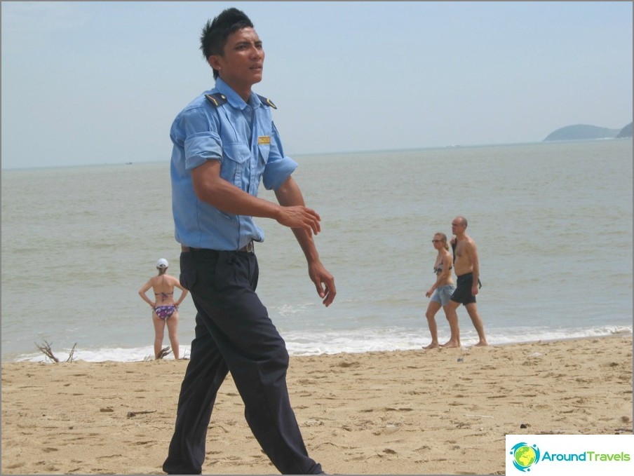 Security guard on the beach in Nha Trang