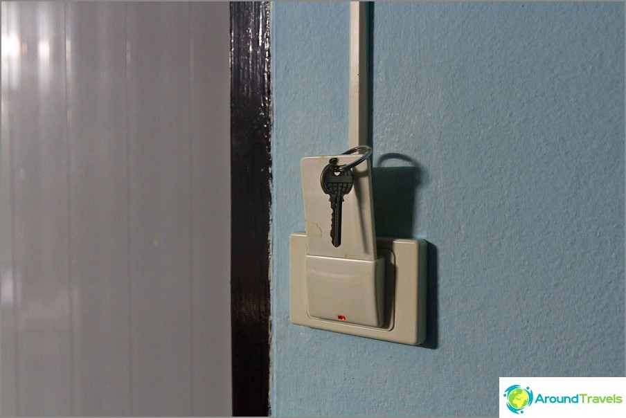 Key with a magnetic card for turning on electricity