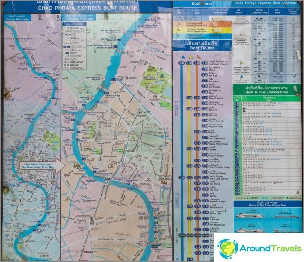 خريطة المراسي ، جدول الترام النهري في بانكوك