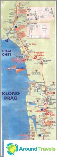 Mapa Chai Chet i plaży Klong Prao na Koh Chang