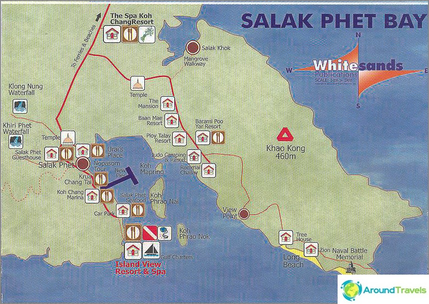 Mapa Salak Phet Bay na Koh Chang
