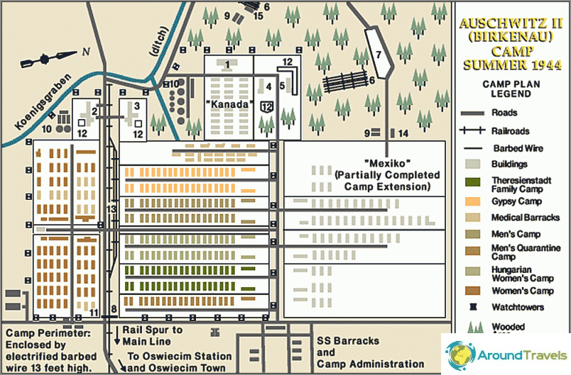 แผนที่ค่าย Auschwitz-Birkenau (นำมาจาก ushmm.org แต่นี่ไม่น่าจะเป็นแหล่งที่มา)