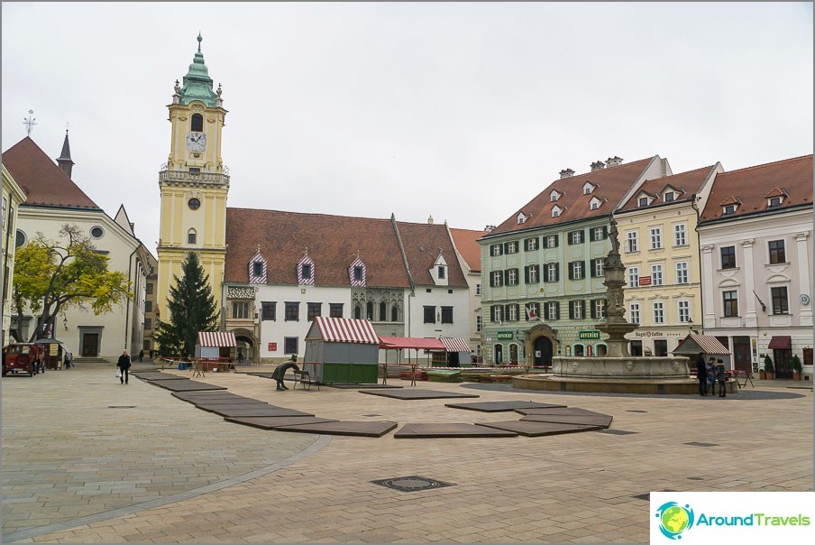 Main square in the old town of Bratislava