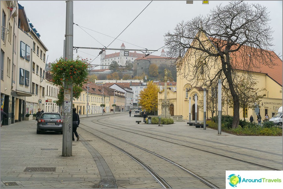 Walking and tram zone in Bratislava