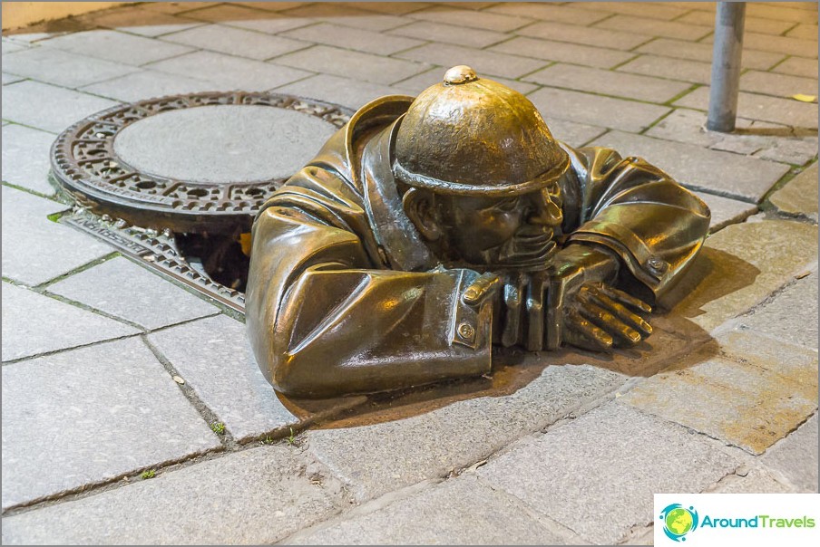 Bronze Chumil in the Old Town of Bratislava