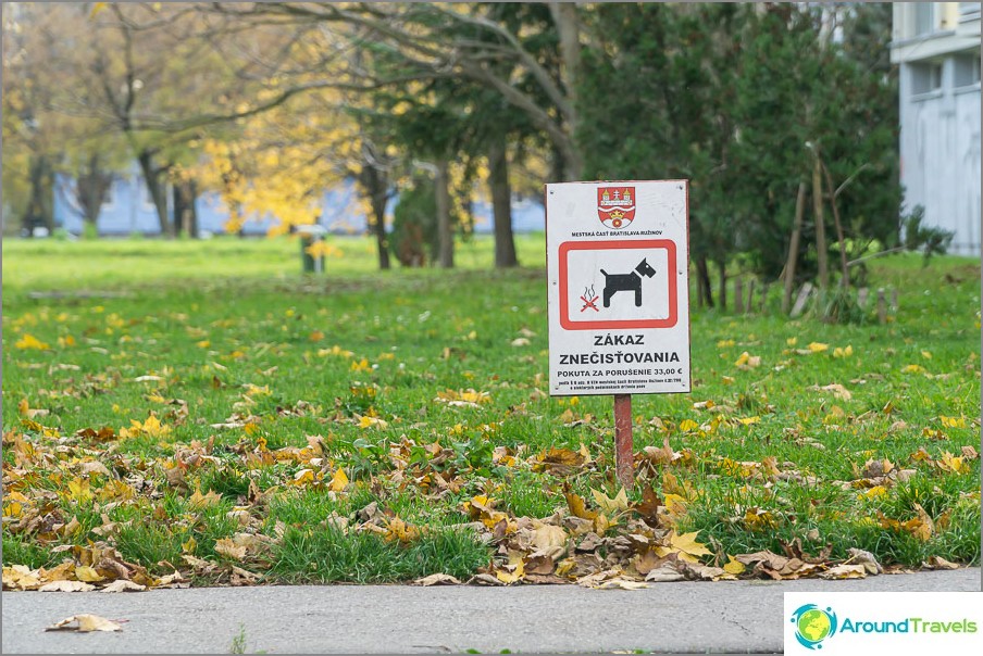 Dogs are not allowed to do their business on the lawns