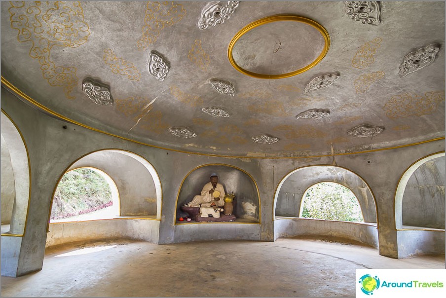 Inside a silvery teapot