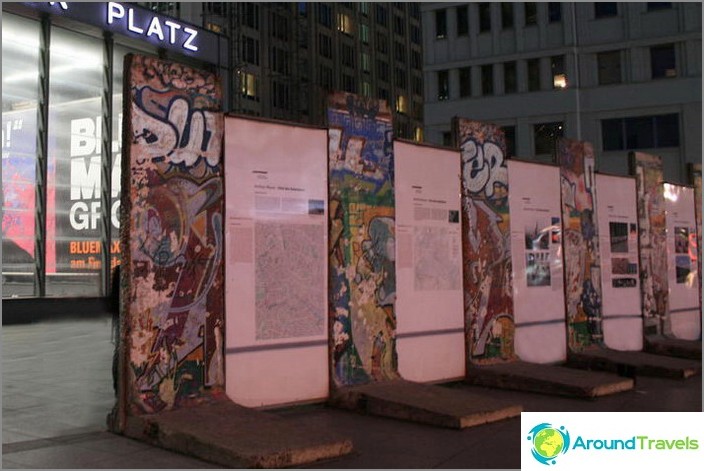 Fragmenter af Berlinmuren ved Potsdamer Platz