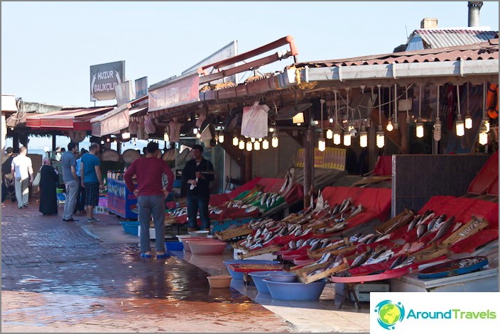 Vismarkt aan de oevers van de Zee van Marmara. De stank is verschrikkelijk.