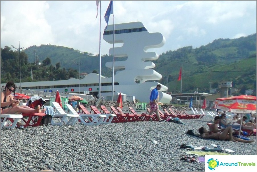 The beach in Sarpi borders the Turkish border